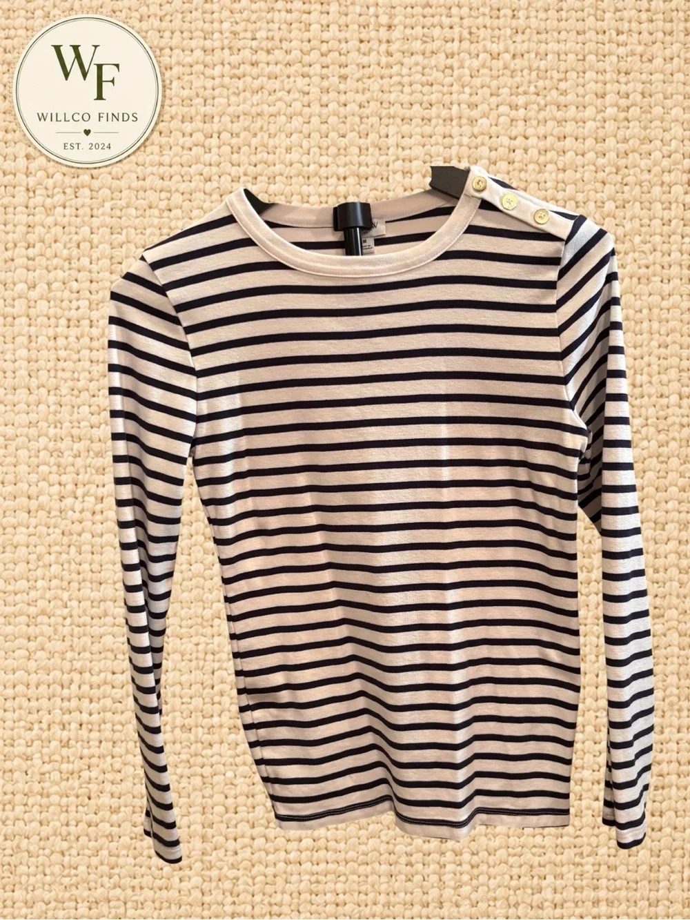 J. Crew Navy and White Striped Top